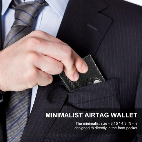 Smart Edge Wallet with Airtag Holder | Card Holder | Pop Up Wallet with Large Card Capacity | Safe Track Wallet with RFID Blocking | Slim, Carbon ...
