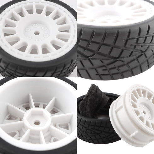4PCS 12mm Hub Wheels Tires Set 1:10 1:12 1:16 Off Road RC Cars Rubber Tires Set for HSP 94122 94123 94103 3850 3851 FW06 RC Cars(White)...