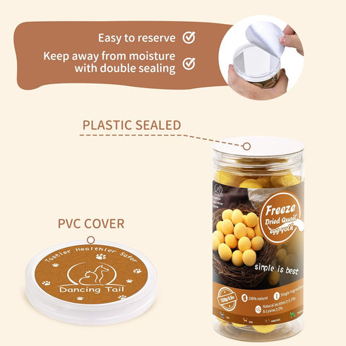Freeze Dried Cat and Dog Treats, Limited Ingredient Quail Egg Yolk Healthy Tasty Snacks for Training (4.6 Ounce)...