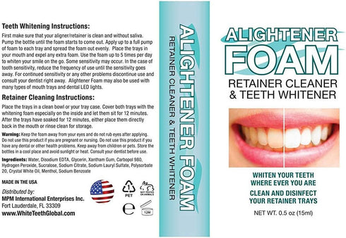 Alightener Foam - Whiten Your Teeth While Wearing a Mouth Tray or a Clear Dental aligners - Mouth Trays Included...