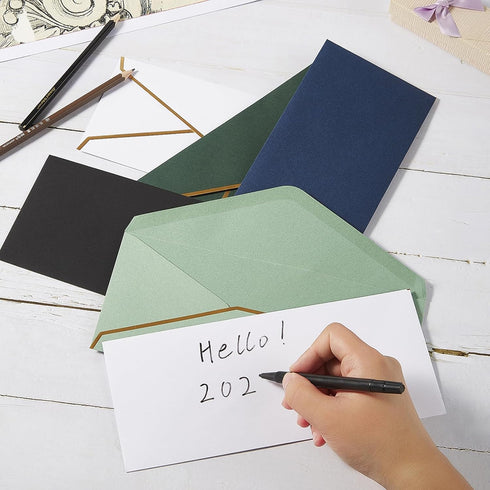 50 Pack #10 Business Envelopes with Gold Border, Self Seal Standard Envelopes with Gold Stickers for Office, Checks, Letter Mailing, Invoices, 4 1...