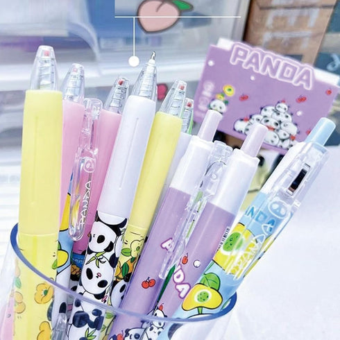 6 Pcs Gel Ink Pens Cute Cartoon Bear Pens 0.5mm Black Ink Retractable Pens Office School Pen Women Girl Boy Pen Kawaii (Panda-2)...