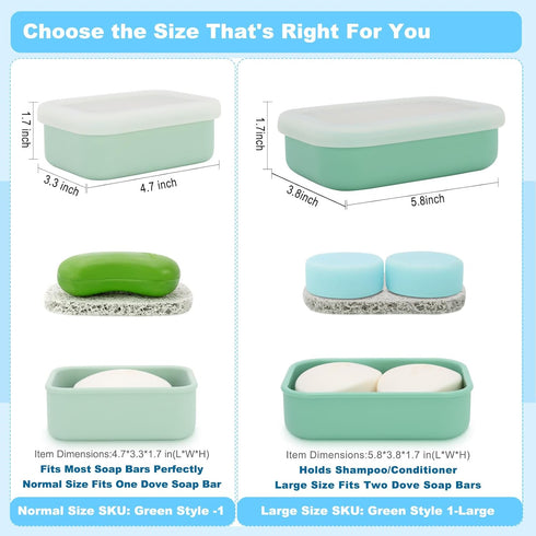 Travel Soap Case, Leak Proof Travel Soap Container, Silicone Soap Box with Drainage Layer, Shatterproof Soap Holder for Travel, Camping, Gym (Gree...