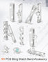 JR.DM 11-Pcs Super Bling Watch Charms with 9-Pcs Decorative Rings Loops 2-Pcs Decoration, Compatible with Apple Watch Band Metal Diamond Sliding A...