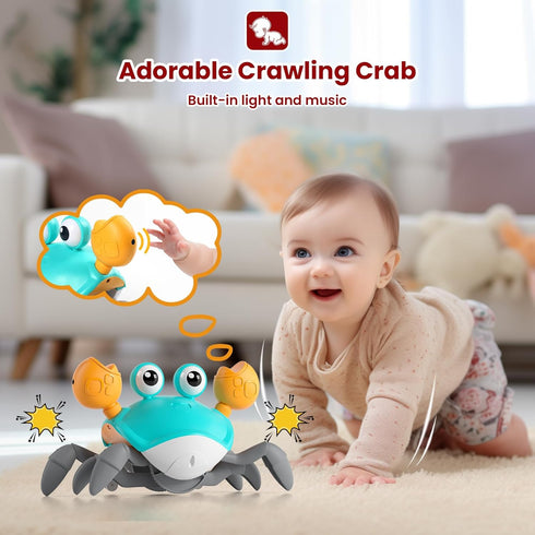 Crawling Crab Baby Toy - Infant Tummy Time Crab 3 4 5 6 7 8 9 10 11 12 Crab Toys for Babies Boy 3-6 6-12 Learning Crawl 9-12 12-18 36 Months Walki...