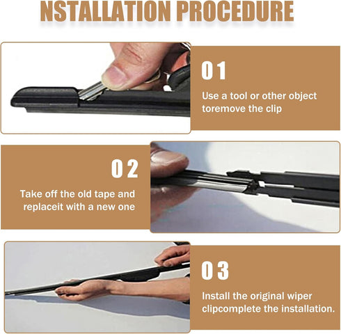4 PCS Car Wiper Strip, 28" Boneless Structure Car Windshield Cleaning Wiper Strip, DIY Length Auxiliary Cleaning Replacement Accessory, Suitable f...