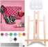 VOCHIC Paint and Sip Kit, Pre Drawn Canvas Painting Party Kit Supplies for Adults with Picture to Paint 1 Easel, 8 Acrylic Colors,3 Brush,1 Pallet...