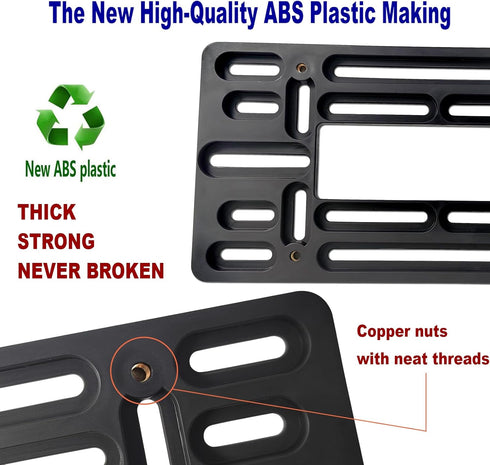 Aootf Front License Plate Bracket- Universal Bumper Mounting Kit, Car Tag Holder Adapter & Black Aluminum Plate Cover, Anti-Theft Lock Screw Bolt ...