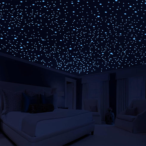 808 PCS Glow in The Dark Stars for Ceiling, Glowing Wall Decals Decor Stickers,(404 Pcs Green and 404 Sky Blue) 3D Adhesive Dots Decor Starry Sky ...