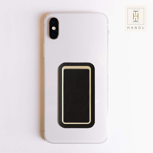 HANDL New York Black and Gold Professional Leather Collection HANDLstick Grip and Stand for Smartphone...