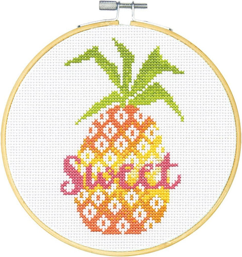 Dimensions Learn-A-Craft Sweet Pineapple Counted Cross Stitch Kit for Beginners, 6''...