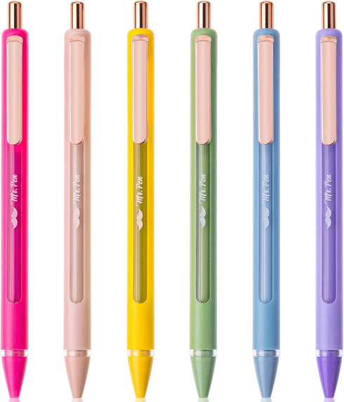Mr. Pen- Retractable Gel Pens, 6 Pack, Black Ink Gel Pens, Vibrant Barrels, Fast Dry, Gel Pens Fine Point 0.5mm, Retractable Pens, Cute Pens, Gel ...