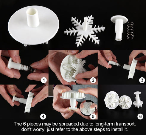 ilauke 6PCS Snowflake Cookie Cutters Decorating Fondant Embossing Tool Christmas Cookie Cutters Snowflake Plunger Cake Cutter...