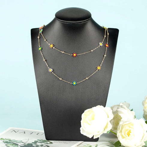 YOUBEIYEE 16.4 Feet Colorful Daisy Chain Necklace DIY for Women Gold Plated Brass Cross Chain with Bead Jewelry Chain Roll Jewelry Supplies Findin...