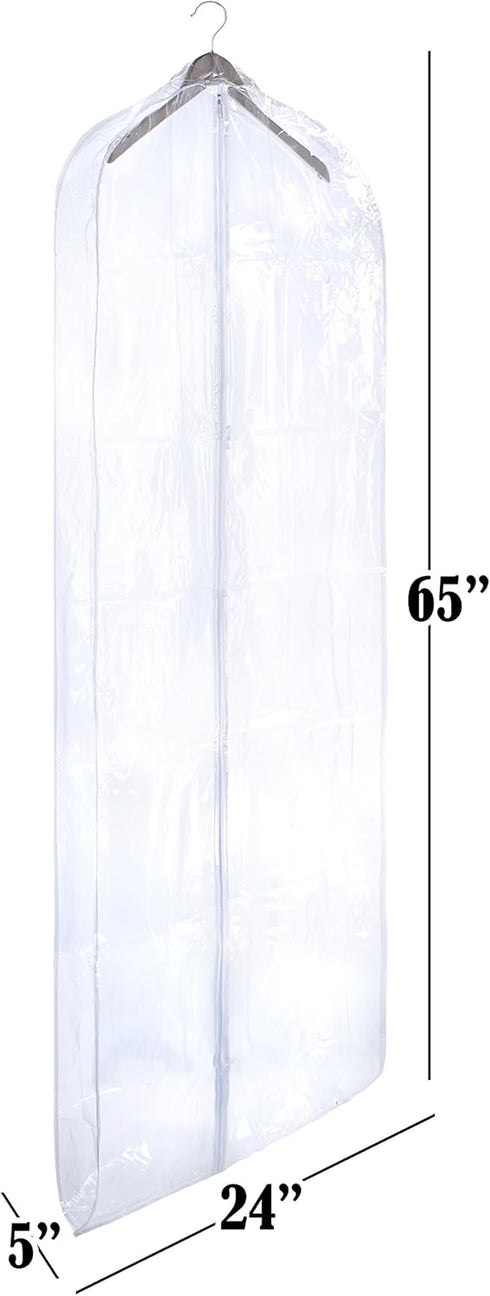 Handy Laundry Clear Vinyl Gown Bag - Protect Your Clothing While Traveling and Dust Free While Hanging in Your Closet. Ideal for Coats, Suits, Dre...
