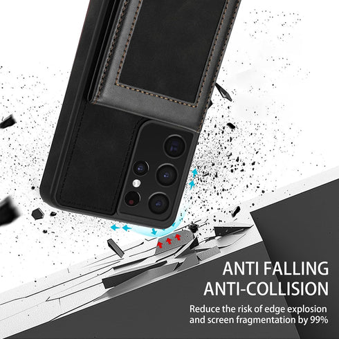 Asuwish Phone Case for Samsung Galaxy S21 Ultra 5G Wallet Cell Cover with Tempered Glass Screen Protector and RFID Slim Credit Card Holder Slot St...