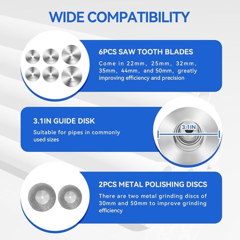 Inside Pipe Cutter for PVC Pipe Cutter Tool-With Scale Adjustable Depth Gauge, 6pcs Saw Tooth Blades with 0.32in Hex Key Shaft for PVC and Plastic...