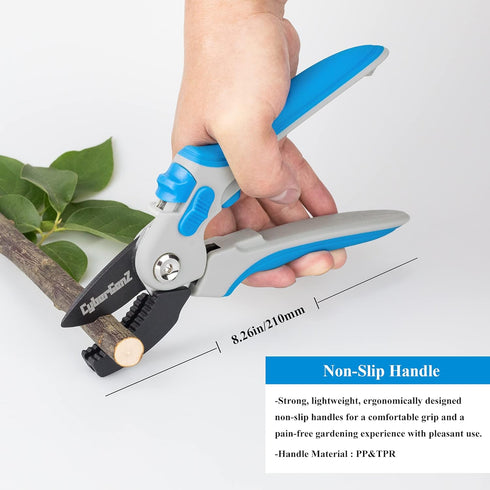 Anvil Pruning Shears - 8" Garden Shears Pruning, Heavy Duty Garden Clippers Handheld with Blue Adjustable Grip, Gardening Pruners Tool for Trimmin...