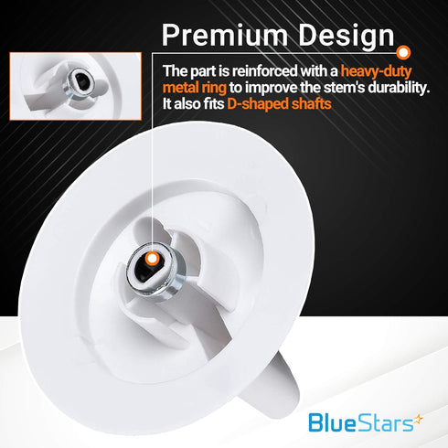 WE1M652 Dryer Timer Control Knob with UPGRADED Metal Ring Replacement Part by BlueStars - Exact Fit for Hotpoint & GE Dryers - Replaces 1264289 AP3995164 PS1482196 AH1482196