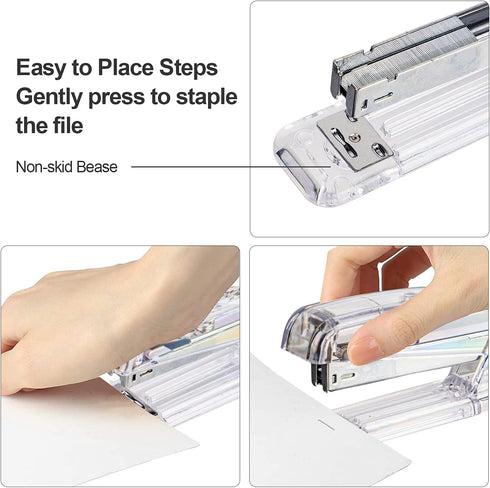 Transparent Desk Acrylic Stapler for Office - Silver Color...
