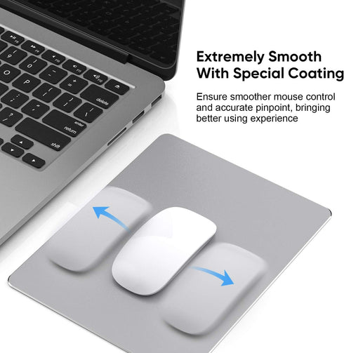 Mouse Pad, Gray Premium Hard Metal Aluminum Mousepad, Double Side Waterproof Ultra Smooth Mouse Pad for Fast and Accurate Mouse Control for Office...