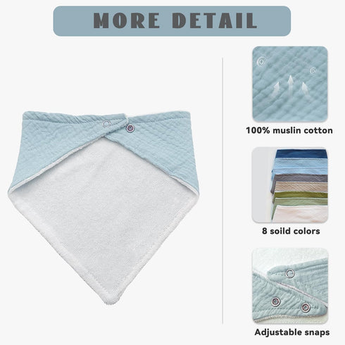 Muslin Bibs, Muslin Baby Bibs for Girls & Boy Muslin Bandana Bibs 100% Cotton Baby Bibs for Drooling and Teething...