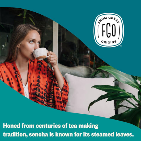 FGO Organic Sencha Green Tea, 100 Count, Eco-Conscious Tea Bags, Resealable Bag, Sourced From Japan, Packaging May Vary (Pack of 1)...