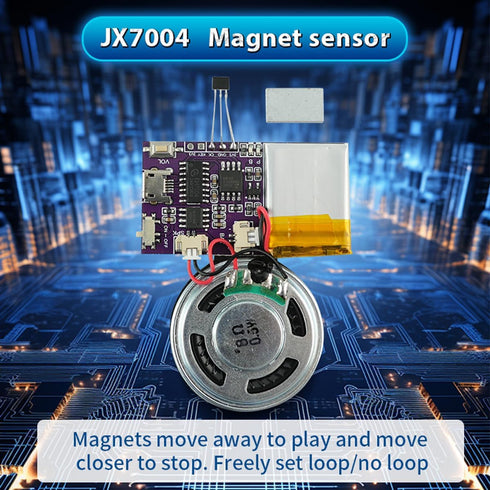 Voice Module, Magnet Sensor Control Activated MP3 Music Sound Chips, 16MB Sound Module for Crafts, Christmas, New Year Greeting Cards, Box with Sp...