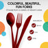 Disposable Burgundy Plastic Forks 50 Pcs - Heavy Duty Burgundy Plastic Disposable Cutlery - Burgundy Disposable Flatware, Burgundy Plastic Silverw...
