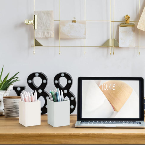 Pen Holder for Desk,Nordic Elegance Square Silicone Pencil Holder Soft Minimalist Desk Pen Cup Stand Waterproof Multifunctional Office Supplies fo...