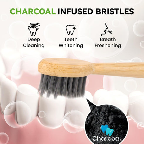Bamboo Electric Toothbrush Replacement Heads Compatible with Philips Sonicare, Soft Charcoal Infused Bristles...