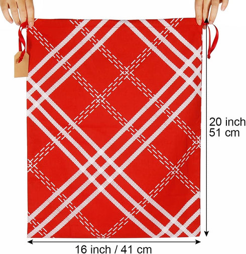 HRX Package 100% Cotton Gift Bags Drawstring 20x16 inch, 3pcs Christmas Wrapping Sacks Cloth Pouches for Xmas Presents Party Favor...