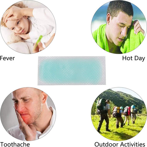 20 Sheets Fever Cooling Gel Patches, Cooling Forehead Strips Cooling Gel Sheet for Dog Foot Baby Kids Children Adult Relieve Headache, Toothache P...