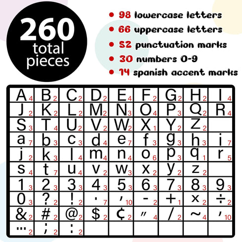 260 PCS Bulletin Board Letters for Classroom 4” Letters Combo Pack Set Classic Black Classroom Decorations Alphabet Numbers Symbols Letters for Bu...
