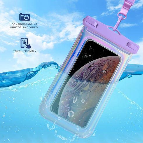 Floating Waterproof Phone Pouch, Soap Bubble Waterproof Case with Crossbody Lanyard for iPhone 15 14 13 Pro Max, IP68 Cellphone Dry Bag Beach Crui...