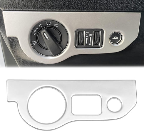 Gear Shift Panel Cover Trim &Gear Shift Knob Cover & Headlight Switches Button Cover Trim Compatible for Dodge Challenger 2015 up, ABS 3pcs(Silver...