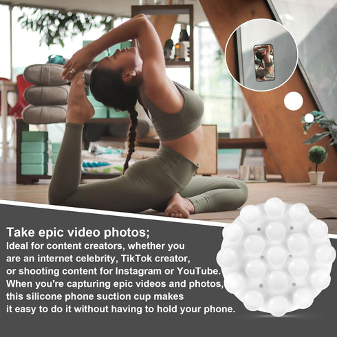 Double Sided Suction Phone Mount, Round Silicone Suction Cup Phone Holder Multifunctional Suction Phone Case Self-Adhesive Phone Sticky Grip for M...