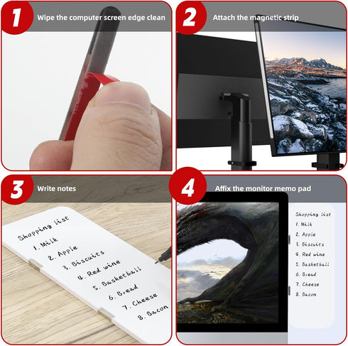 Monitor Memo Board, Magnetic Dry Erase Multifunction Whiteboard Monitor Side Panel, Desktop Memo Board with a Pen...