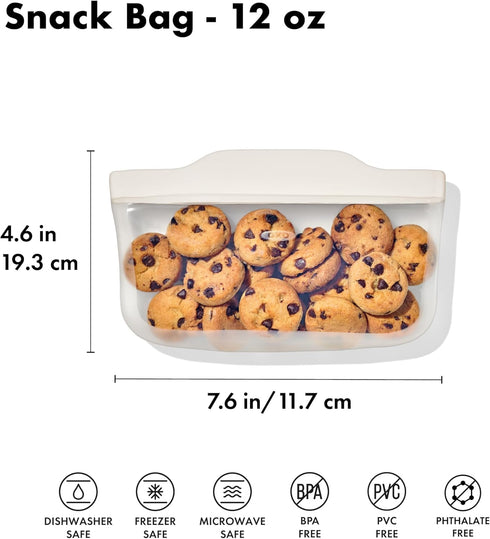 OXO Good Grips Silicone Reusable Bag – Snack Bag (12 oz) - Oat...