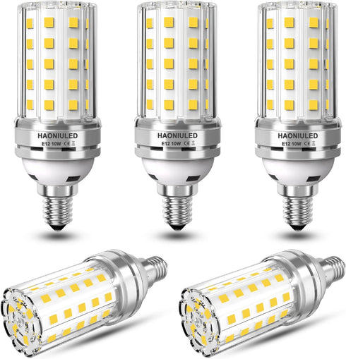 E12 LED Bulb 10W LED Corn Light Bulb 100W Equivalent 4000K Natural White 1000LM Non-dimmable Ceiling Fan LED Corn Bulb Indoor Home Corn Lights Pac...