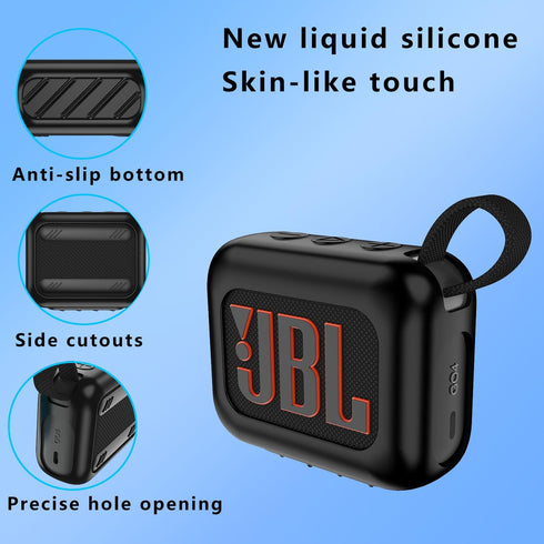 Silicone Protective Case Travel Carrying Bag for JBL Go4, Outdoor Portable Bluetooth Speaker Protective Soft Skin (Blcak)...