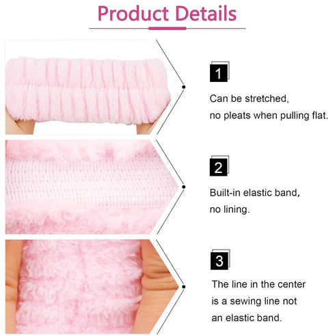 VELSCRUN 6 Pcs Pink Puffy Sponge Spa Headband Snail Cartoon Wristband Set, Spa Headbands for Wash Face, Makeup Headband, Facial Skincare Headbands...