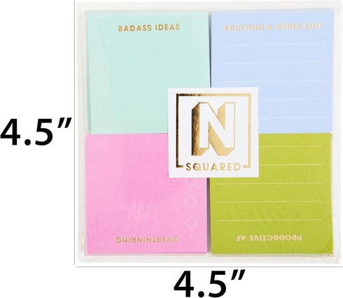 C.R. Gibson Mini Notepads, Squared Colorblock - 4 Pack Set, 50 Sheets per Pad - Stylish and Functional Stationery (CM34-25500)...