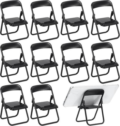 12pcs Mini Foldable Chairs Dollhouse Mini Stand Model Chair Desk Phone Stand for Dollhouse Decoration...