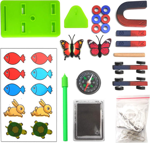 EUDAX Labs Junior Science N/S Magnet Set for Education Science Experiment Tools Icluding Bar/Ring/Horseshoe/Compass Magnets...