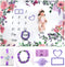 SPOKKI 6 PCS Baby Monthly Milestone Blanket Girl, 60''x40''Fleece Monthly Blanket Newborn with Headband for Photography Background Prop and Mom Nu...