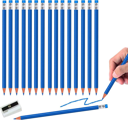 25pcs Checking Pencils advertising pencil Erasable Pencils Pre-Sharpened #2 HB with Eraser including a Free sharpener (Blue)...