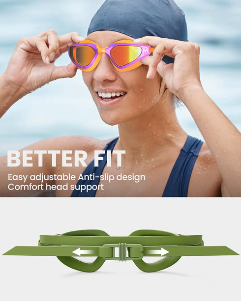 OutdoorMaster Fisheye Swim Goggles, Anti-fog Swimming Goggles No Leaking UV Protetion Adults Men Women, Large Size, Green...
