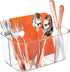 mDesign Plastic Cutlery Storage Organizer Caddy Bin Tote with Handle - Kitchen Cabinet Divided Pantry Basket for Forks, Knives, Spoons, Napkins, I...