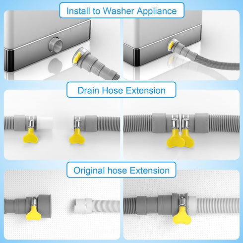 10ft Washing Machine Drain Hose, Universal Drain Hose Extension Kit for Washer, Dishwasher, Flexible Discharge Hose for LG/GE/Samsung, Fit up to 1...